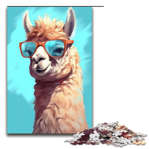 Puzzle für Erwachsene 1000 Teile Alpaka Sonnenbrille Geburtstagsgeschenk für Teenager ab 14 Jahren (75 x 50 cm) von linghhiming