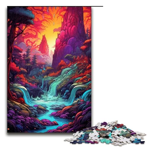 Puzzle für Erwachsene 1000 Teile Amazon_Wasserfall Holzpuzzle 75 x 50 cm von linghhiming