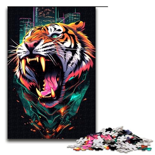 Puzzle für Erwachsene 1000 Teile Anime Art Tiger Holzpuzzle für Kinder Lernspiel 1000 Teile (75 x 50 cm) von linghhiming