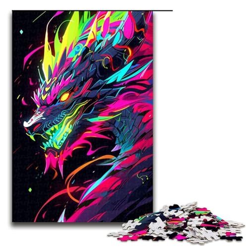 Puzzle für Erwachsene 1000 Teile Anime Kunst Drachen Puzzle für Erwachsene Holzpuzzle Familienspiele Weihnachts und Geburtstagsgeschenke 1000 Teile (75 x 50 cm) von linghhiming