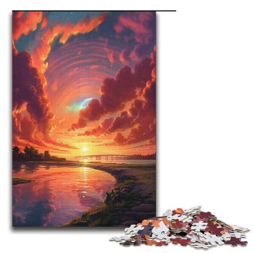 Puzzle für Erwachsene 1000 Teile Anime-Sonnenuntergang Piratenschiff Puzzle für Erwachsene Papierpuzzle Familienspiele Weihnachts- und Geburtstagsgeschenke 1000 Teile (38 x 26 cm) von linghhiming