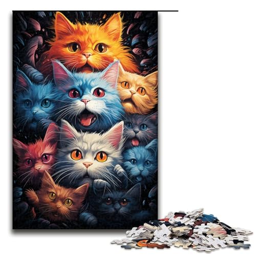 Puzzle für Erwachsene 1000 Teile Aquarellmalerei Katzen Puzzle Lernspiele für Zuhause DIY Spielzeug tolles Geschenk für Spiele 75 x 50 cm von linghhiming