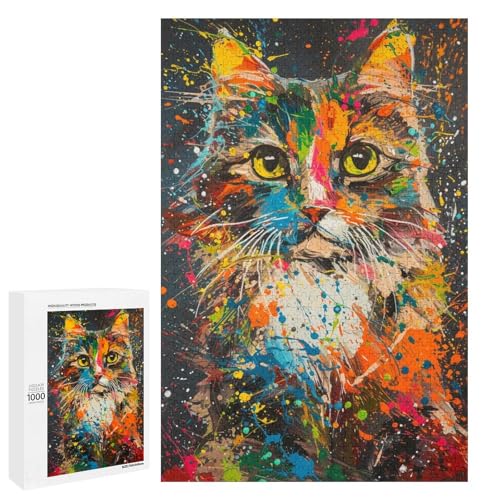 Puzzle für Erwachsene 1000 Teile Kunstkatze Holzpuzzle 75 x 50 cm Puzzle für Erwachsene 1000 Teile Kunstkatze Holzpuzzle 75 x 50 cm von linghhiming