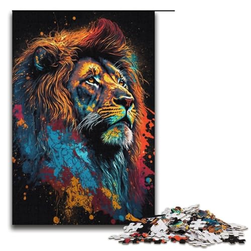 Puzzle für Erwachsene 1000 Teile Art Neon Lion Puzzle für Erwachsene Papierpuzzles Familienspiele Weihnachts- und Geburtstagsgeschenke 1000 Teile (38 x 26 cm) von linghhiming