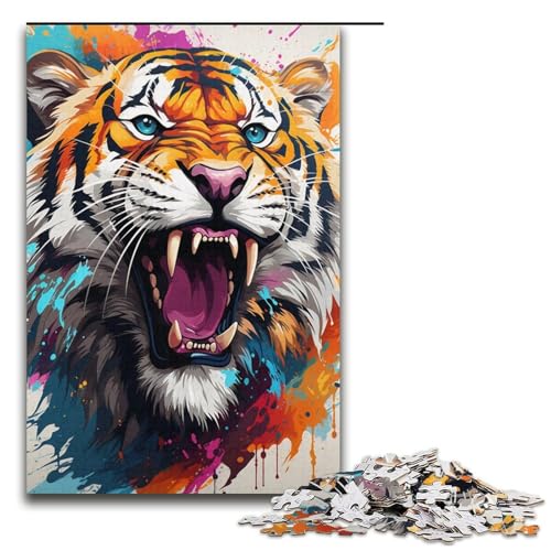 Puzzle für Erwachsene 1000 Teile Art Tiger Family Papierpuzzle Lernspiel Herausforderungsspielzeug 1000 Teile (38 x 26 cm) von linghhiming