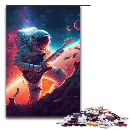 Puzzle für Erwachsene 1000 Teile Astronaut spielt Gitarre Geburtstagsgeschenk für Teenager ab 14 Jahren (75 x 50 cm) von linghhiming