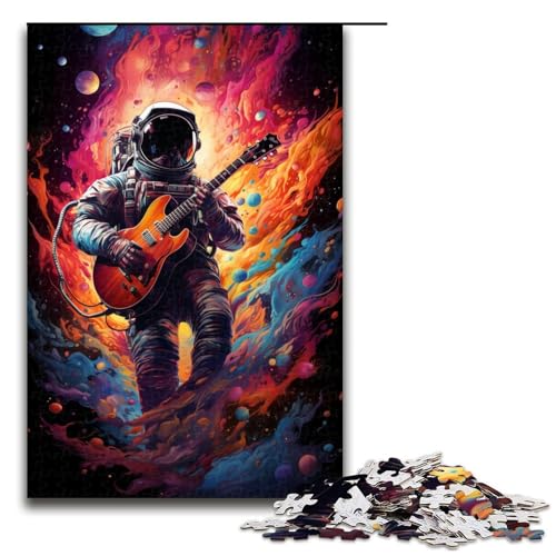 Puzzle für Erwachsene 1000 Teile Astronaut spielt Gitarre im Weltraum Puzzle Lernspiele für Zuhause DIY Spielzeug tolles Geschenk für Spiele 75 x 50 cm von linghhiming
