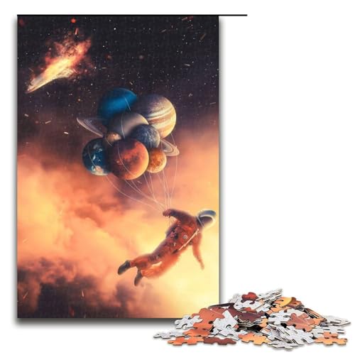 Puzzle für Erwachsene 1000 Teile Astronauten Holzpuzzle 75 x 50 cm von linghhiming