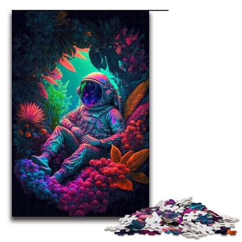 Puzzle für Erwachsene 1000 Teile Astronauten Holzpuzzle für Kinder Lernspiel (75 x 50 cm) von linghhiming