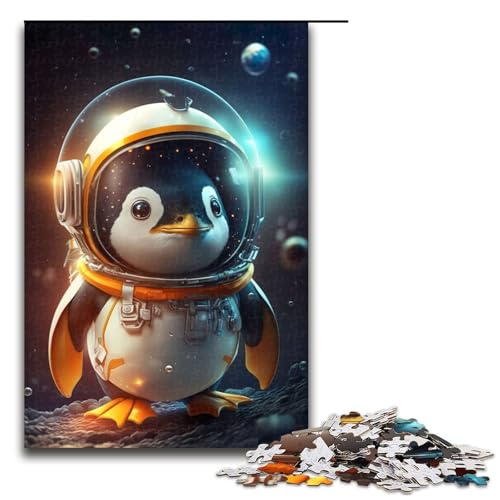 Puzzle für Erwachsene 1000 Teile Astronauten Weltraum Pinguin Puzzle Lernspiele für Zuhause DIY Spielzeug tolles Geschenk für Spiele (75 x 50 cm) von linghhiming