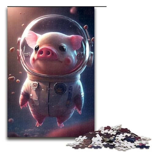 Puzzle für Erwachsene 1000 Teile Astronauten Weltraumschwein Puzzle Lernspiele für Zuhause DIY Spielzeug tolles Geschenk für Spiele 75 x 50 cm von linghhiming