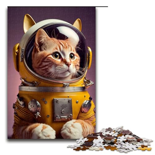 Puzzle für Erwachsene 1000 Teile Astronautenkatze Puzzle Spiele Spielzeug Geschenk geeignet als Schreibtischdekoration (75 x 50 cm) von linghhiming
