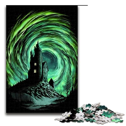 Puzzle für Erwachsene 1000 Teile Aurora Nachtlandschaft Geburtstagsgeschenk Geschenke für Teenager ab 14 Jahren 75 x 50 cm von linghhiming