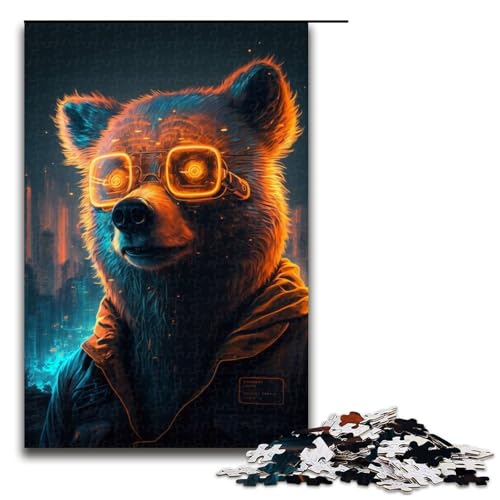 Puzzle für Erwachsene 1000 Teile Bär Holzpuzzle für Kinder Lernspiel (75 x 50 cm) von linghhiming