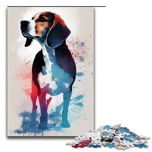 Puzzle für Erwachsene 1000 Teile Beagle Aquarelle Puzzle Spiele Spielzeug Geschenk geeignet für die Schreibtischdekoration 75 x 50 cm von linghhiming