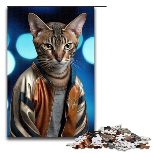 Puzzle für Erwachsene 1000 Teile Bengalkatze fotogene Puzzles Spiele Spielzeug Geschenk geeignet für die Schreibtischdekoration (75 x 50 cm) von linghhiming