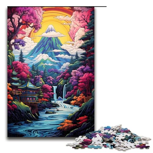 Puzzle für Erwachsene 1000 Teile Berg im asiatischen Stil unmögliches Puzzle Familienspiel Stressabbau schwierige Herausforderung 75 x 50 cm von linghhiming