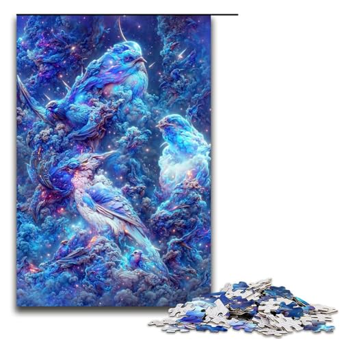 Puzzle für Erwachsene 1000 Teile Blaue Galaxievögel Puzzlespiele Spielzeug Geschenk geeignet für die Schreibtischdekoration 75 x 50 cm von linghhiming