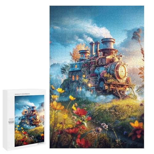 Puzzle für Erwachsene 1000 Teile Blumenzug Holzpuzzle für Kinder Lernspiel (75 x 50 cm) von linghhiming