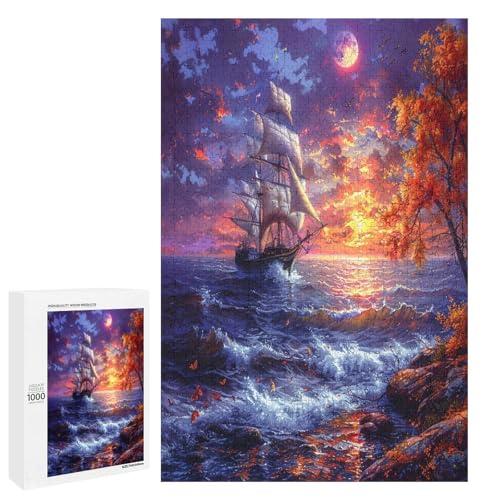 Puzzle für Erwachsene 1000 Teile Boot im Sonnenuntergang Holzpuzzle 75 x 50 cm Puzzle für Erwachsene 1000 Teile Boot im Sonnenuntergang Holzpuzzle 75 x 50 cm von linghhiming