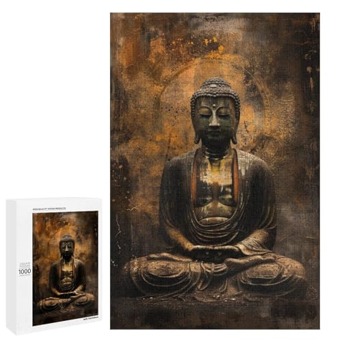 Puzzle für Erwachsene 1000 Teile Buddha Holzpuzzle für Kinder Lernspiel 75 x 50 cm von linghhiming