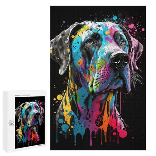 Puzzle für Erwachsene 1000 Teile Bunte Beagle Familie Holzpuzzle Lernspiel Herausforderungsspielzeug (75 x 50 cm) von linghhiming