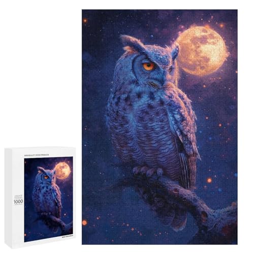 Puzzle für Erwachsene 1000 Teile Bunte Eule runde Holzpuzzles (75 x 50 cm) von linghhiming
