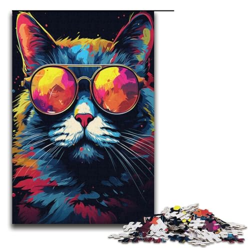 Puzzle für Erwachsene 1000 Teile Bunte Fantasie-Katzenfamilie Papierpuzzle Lernspiel Herausforderungsspielzeug 1000 Teile (38 x 26 cm) von linghhiming