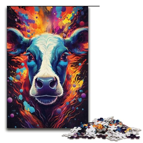 Puzzle für Erwachsene 1000 Teile Bunte Kühe Puzzlespiele Spielzeug Geschenk geeignet für die Schreibtischdekoration 1000 Teile (38 x 26 cm) von linghhiming