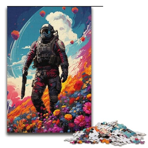 Puzzle für Erwachsene 1000 Teile Bunte Zeichnung eines Astronauten Papierpuzzle für Kinder Lernspiel 1000 Teile (38 x 26 cm) von linghhiming