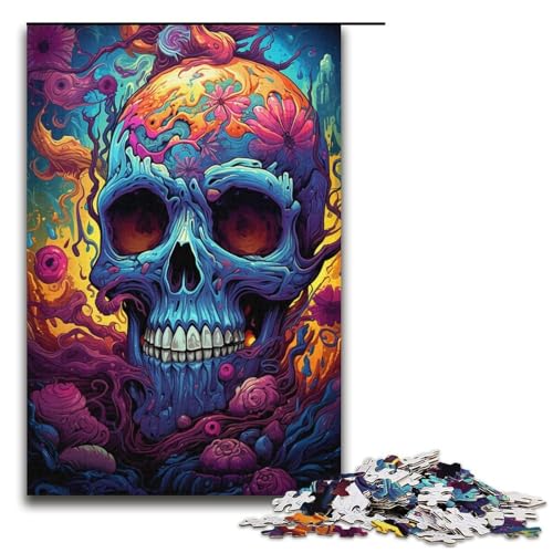 Puzzle für Erwachsene 1000 Teile Bunte Zeichnung eines Totenkopf-Puzzles Lernspiele für Zuhause DIY-Spielzeug tolles Geschenk für Spiele 1000 Teile (38 x 26 cm) von linghhiming