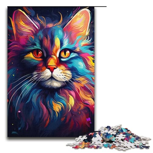 Puzzle für Erwachsene 1000 Teile Bunte exotische Katzen Lernspiele für Zuhause DIY-Spielzeug tolles Geschenk für Spiele 1000 Teile (38 x 26 cm) von linghhiming