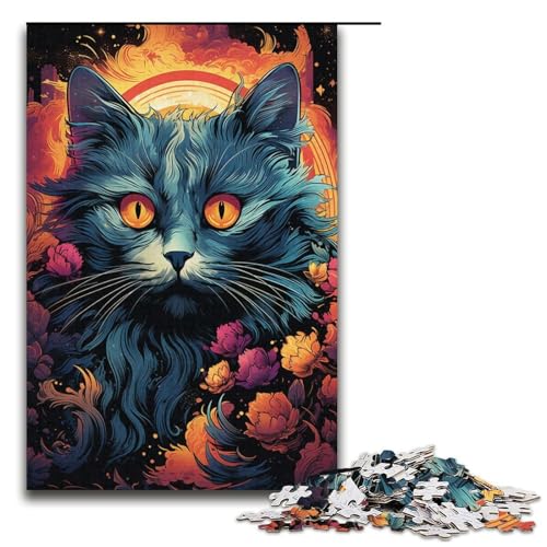 Puzzle für Erwachsene 1000 Teile Bunte exotische Katzen Lernspiele für Zuhause DIY-Spielzeug tolles Geschenk für Spiele 1000 Teile (38 x 26 cm) von linghhiming