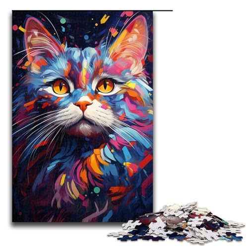 Puzzle für Erwachsene 1000 Teile Bunte exotische Katzen Lernspiele für Zuhause DIY-Spielzeug tolles Geschenk für Spiele 1000 Teile (75 x 50 cm) von linghhiming