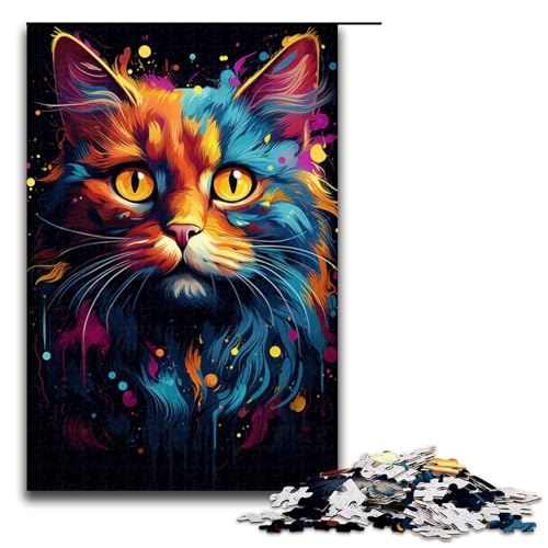 Puzzle für Erwachsene 1000 Teile Bunte exotische Katzen Lernspiele für Zuhause DIY-Spielzeug tolles Geschenk für Spiele 1000 Teile (75 x 50 cm) von linghhiming