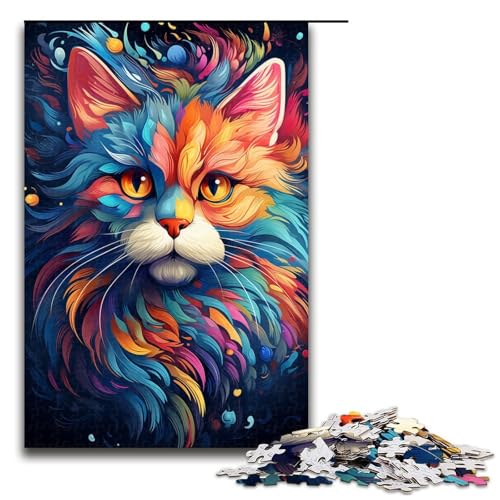 Puzzle für Erwachsene 1000 Teile Bunte exotische Katzenfamilie Holzpuzzle Lernspiel Herausforderungsspielzeug 1000 Teile (75 x 50 cm) von linghhiming