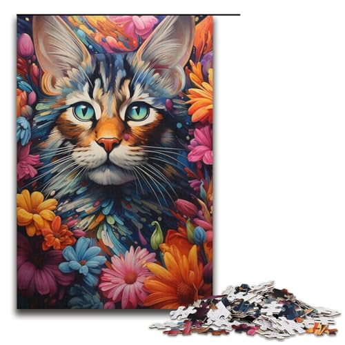 Puzzle für Erwachsene 1000 Teile Bunte exotische Zeichnung Katzen-Puzzle für Erwachsene Papierpuzzle Familienspiele Weihnachts- und Geburtstagsgeschenke 1000 Teile (38 x 26 cm) von linghhiming