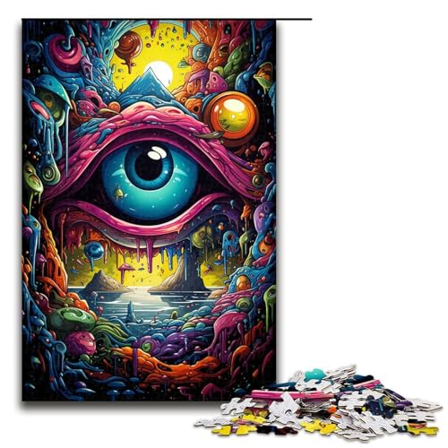 Puzzle für Erwachsene 1000 Teile Bunte psychedelische Augen Puzzle Lernspiele für Zuhause DIY Spielzeug tolles Geschenk für Spiele (Größe 75 x 50 cm) von linghhiming