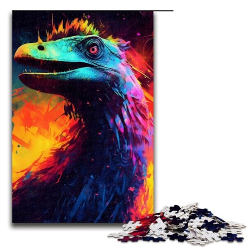 Puzzle für Erwachsene 1000 Teile Coelophysis Dinosaurier Puzzle Spiele Spielzeug Geschenk geeignet für die Schreibtischdekoration 75 x 50 cm von linghhiming