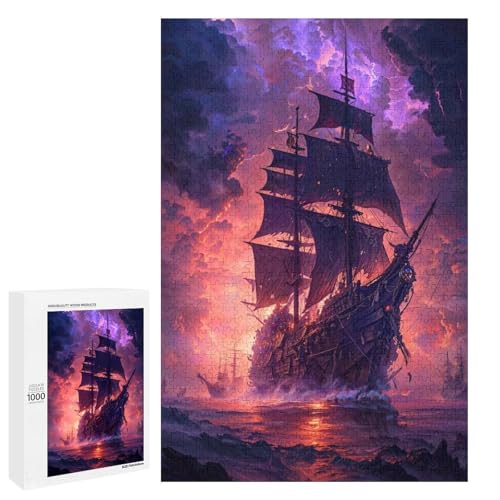 Puzzle für Erwachsene 1000 Teile Das verlorene Piratenschiff Holzpuzzle für Kinder Lernspiel (75 x 50 cm) von linghhiming