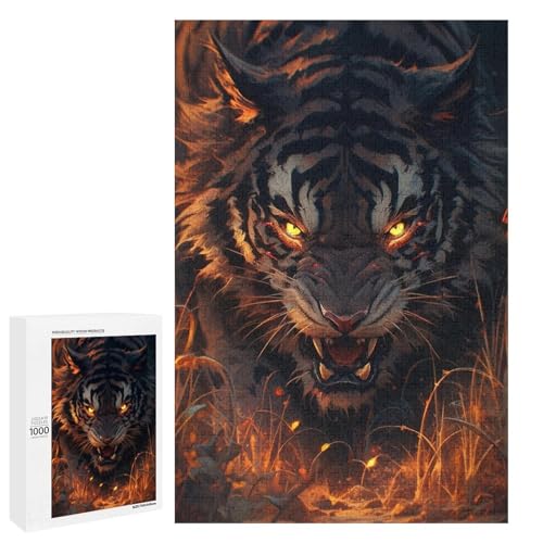 Puzzle für Erwachsene 1000 Teile Der Wilde Tiger Holzpuzzle (75 x 50 cm) von linghhiming
