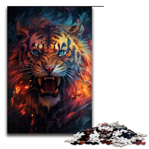 Puzzle für Erwachsene 1000 Teile Der farbenfrohe Psychedelismus des Rauchtigers Puzzlespiel Spielzeug Lustig 75x50cm von linghhiming
