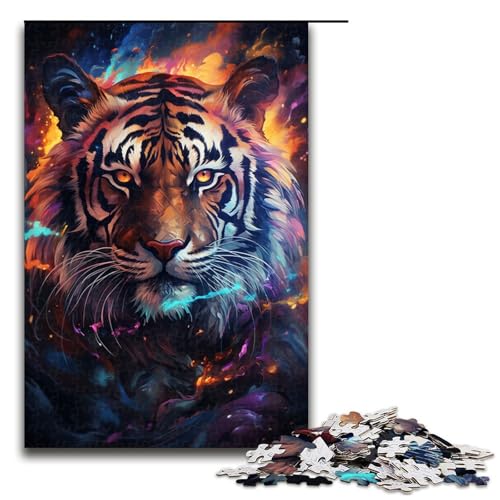 Puzzle für Erwachsene 1000 Teile Der farbenfrohe Psychedelismus des Rauchtigers Puzzlespiele Spielzeug Geschenk Geeignet für die Schreibtischdekoration 75x50cm von linghhiming