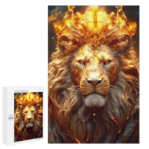 Puzzle für Erwachsene 1000 Teile Der goldene Löwe Holzpuzzle für Kinder Lernspiel (75 x 50 cm) von linghhiming
