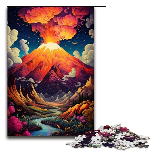 Puzzle für Erwachsene 1000 Teile Der psychedelische Vulkanausbruch Puzzlespiel Spielzeug Lustig 75x50cm von linghhiming
