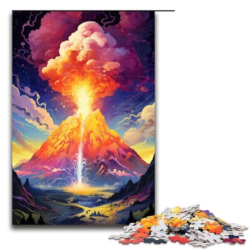 Puzzle für Erwachsene 1000 Teile Der psychedelische Vulkanausbruch Puzzlespiel Spielzeug Lustig 75x50cm von linghhiming