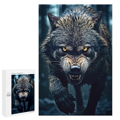 Puzzle für Erwachsene 1000 Teile Der ungezähmte Wolf Holzpuzzle für Kinder Lernspiel (75 x 50 cm) von linghhiming