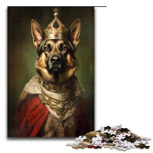 Puzzle für Erwachsene 1000 Teile Deutscher Schäferhundkönig Puzzle Lernspiele für Zuhause DIY Spielzeug tolles Geschenk für Spiele 75 x 50 cm von linghhiming
