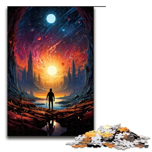 Puzzle für Erwachsene 1000 Teile Die farbenfrohe Psychedelia der Weltraumforscher Puzzlespiele Spielzeug Geschenk Geeignet für die Schreibtischdekoration 75x50cm von linghhiming