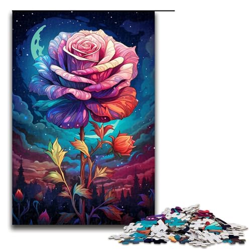 Puzzle für Erwachsene 1000 Teile Die farbenfrohe Psychedelia der kosmischen Rosen Puzzlespiel Spielzeug Lustig 75x50cm von linghhiming